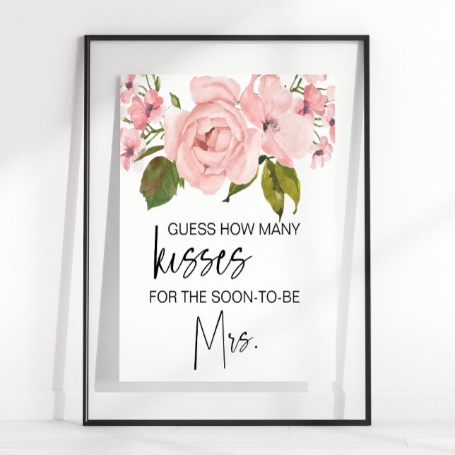 Póster Rubor Pink Roses Floral adivina cuántos besos jueg (Subido por el creador)