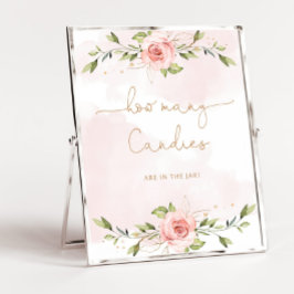 Póster Rubor rosa de oro floral adivina cuántos dulces