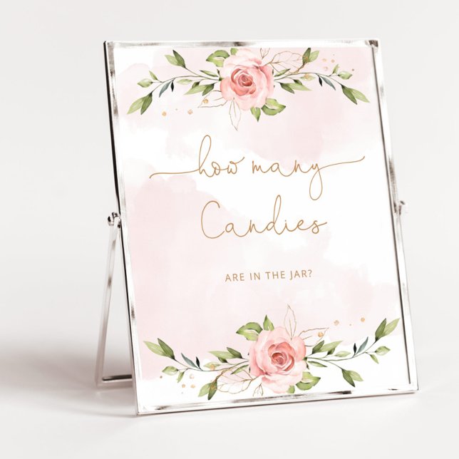 Póster Rubor rosa de oro floral adivina cuántos dulces (Subido por el creador)