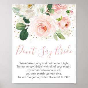 Póster Rubor Rosa Dorado Floral No Digas Novia Juego