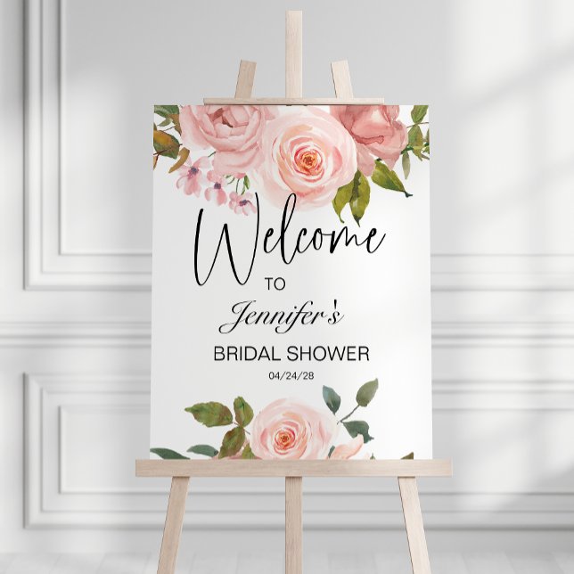 Póster Rubor Rosa Rosa Elegante Ducha De Novias Florales (Subido por el creador)