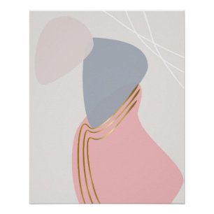 Póster Rubor y Pizarra Abstracto con Curvas de Cobre