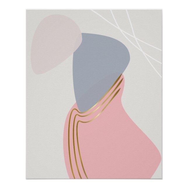 Póster Rubor y Pizarra Abstracto con Curvas de Cobre (Anverso)