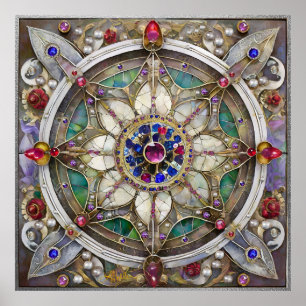 Póster Ruby, Amethyst, Sapphire y Pearl Mandala