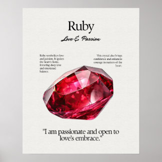 Póster Ruby Gem Crystal Signification Card