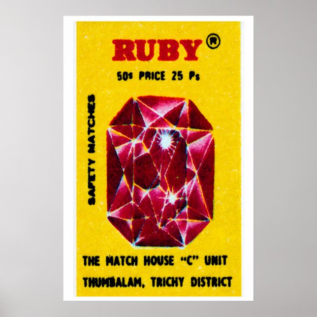 Póster Ruby Gem - Matchbox Print - Aesthetic Wall Art (Frente)