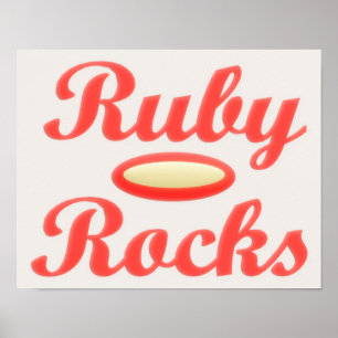 Póster Ruby Rocks diseño crema roja y melosa