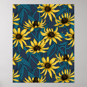 Póster Rudbekia amarilla en la marina