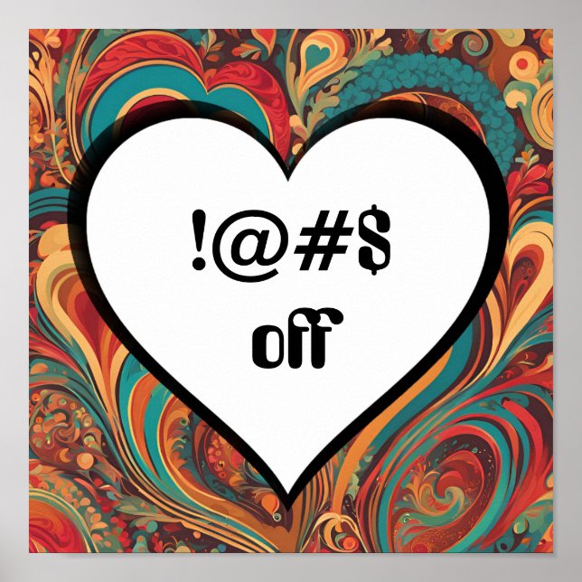 Póster Rude Funny Heart Design !@#$ (Frente)
