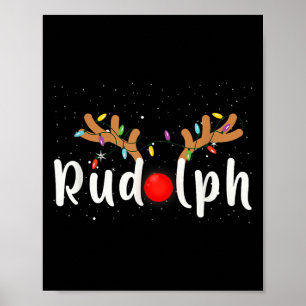 Póster Rudolph Nariz Roja Divertido Niños Reno Navidad Li