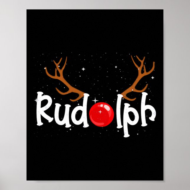 Póster Rudolph Nariz Roja Reno Navidad Diversión  (Frente)