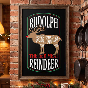 Póster Rudolph Reno Ciervo Divertido Cazador Cuevón