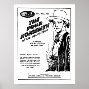 Póster Rudolph Valentino cuatro jinetes de anuncio de la