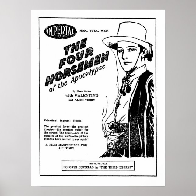 Póster Rudolph Valentino Cuatro jinetes del anuncio del A (Frente)