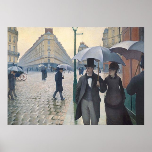 Póster Rue de Paris, temps de pluie por Gustave Caillebot (Frente)