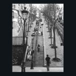 Póster Rue Foyatier, Montmartre, poster de París<br><div class="desc">Foto en blanco y negro de Rue Foyatier,  Montmartre,  París,  Francia. Los famosos escalones también están disponibles en todos los boletos y tarjetas de felicitación.</div>