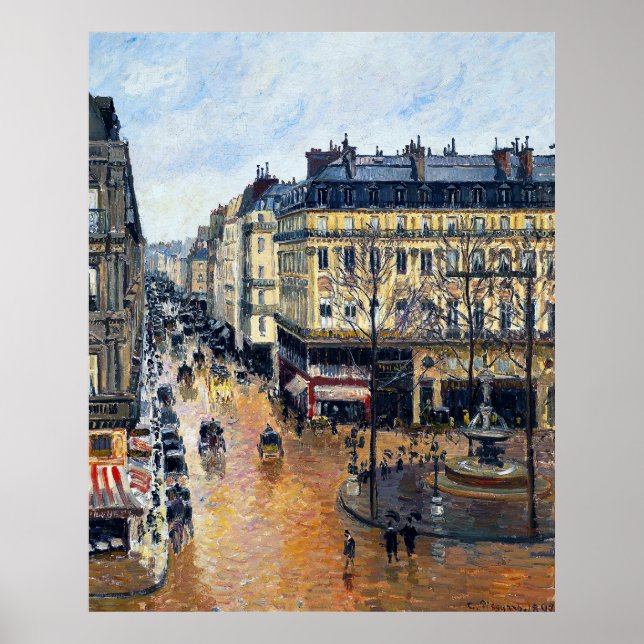 Póster Rue Saint-Honoré en la tarde Camille Pissarro (Frente)