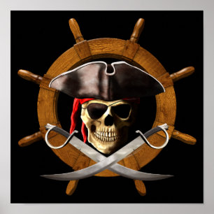Póster Rueda alegre del pirata de Rogelio