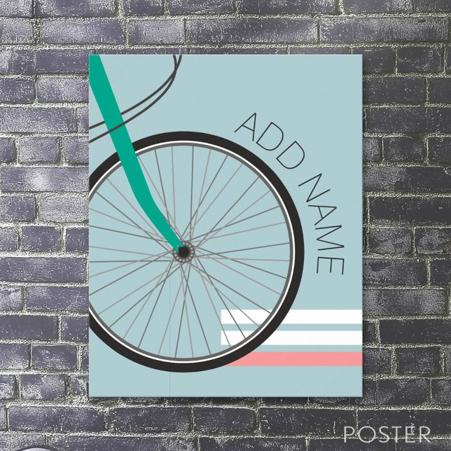 Póster Rueda de bicicleta Hipster con nombre personalizad (Sport Jersey Poster)