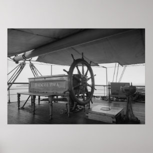 Póster Rueda de la dirección del barco de vela