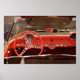 Póster Rueda de la dirección del Corvette de Chevrolet y 