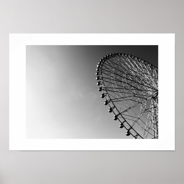 Póster Rueda de la fortuna en blanco y negro (Frente)