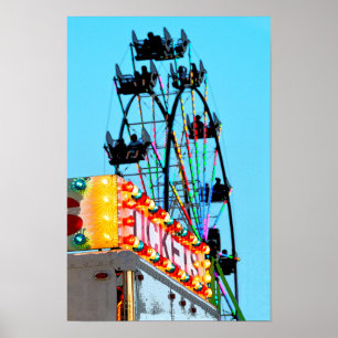 Póster Rueda de la fortuna en la feria del condado