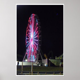 Póster Rueda de la fortuna por la noche