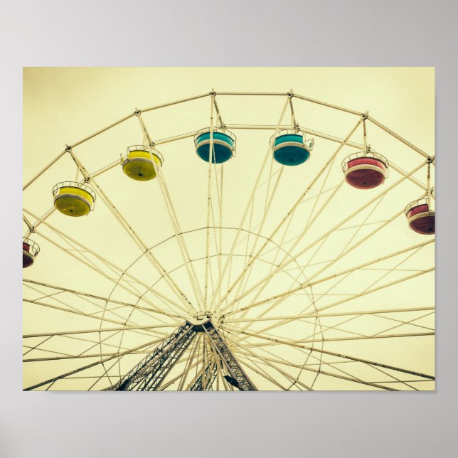 Póster Rueda de la fortuna retro colorida (Frente)