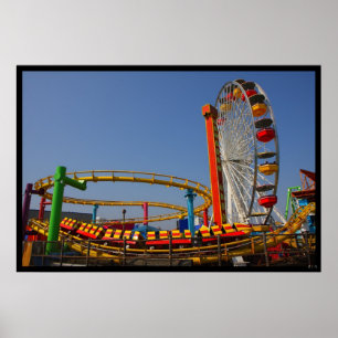 Póster Rueda de la fortuna y montaña rusa