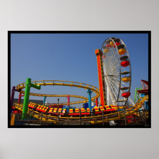 Póster Rueda de la fortuna y montaña rusa