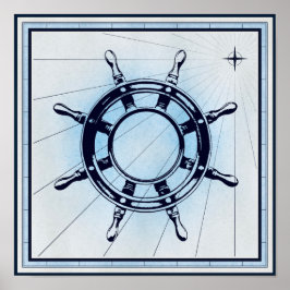 Póster Rueda de náutica vintage