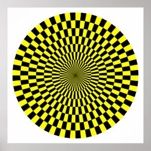 Póster Rueda de Op Art - Amarillo y Negro