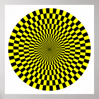 Póster Rueda de Op Art - Amarillo y Negro