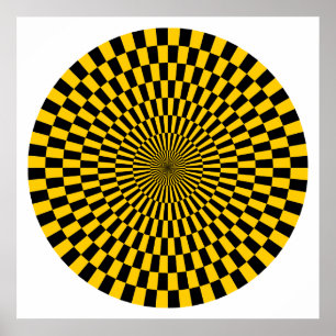 Póster Rueda de Op Art - Ámbar y negro