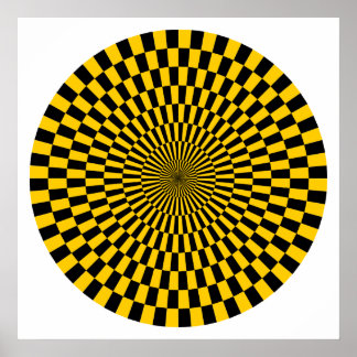 Póster Rueda de Op Art - Ámbar y Negro