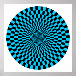 Póster Rueda de Op Art - Azul cielo y negro