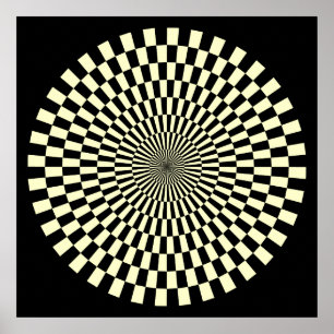 Póster Rueda de Op Art - Crema y negro