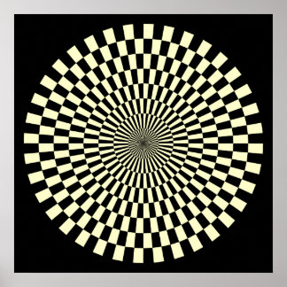 Póster Rueda de Op Art - Crema y negro
