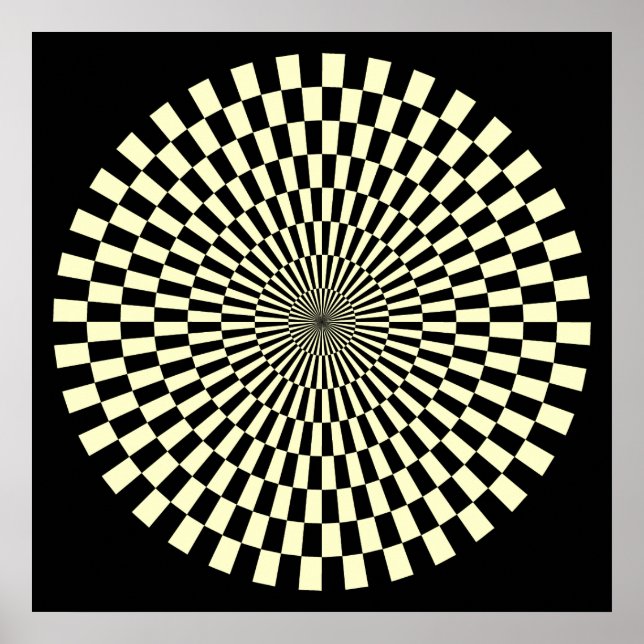 Póster Rueda de Op Art - Crema y negro (Frente)