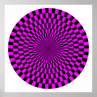 Póster Rueda de Op Art - Magenta y negro