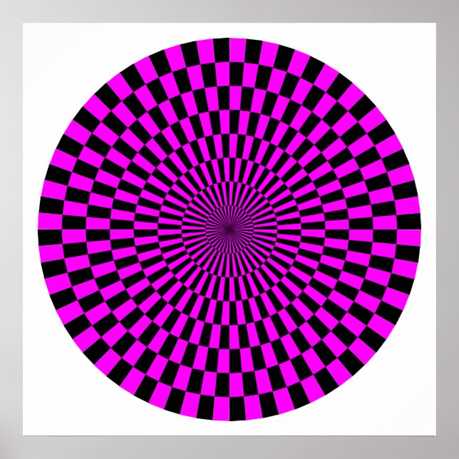 Póster Rueda de Op Art - Magenta y negro (Frente)