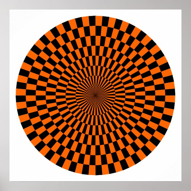 Póster Rueda de Op Art - Naranja y negro
