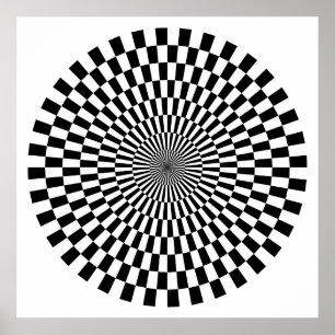 Póster Rueda de Op Art - Negro y Blanco