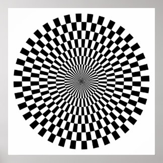 Póster Rueda de Op Art - Negro y Blanco