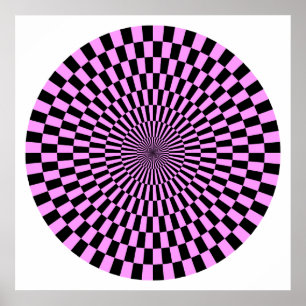 Póster Rueda de Op Art - Violeta Ligera y Negro