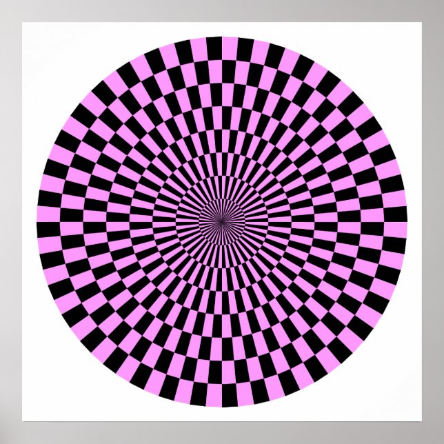 Póster Rueda de Op Art - Violeta Ligera y Negro (Frente)