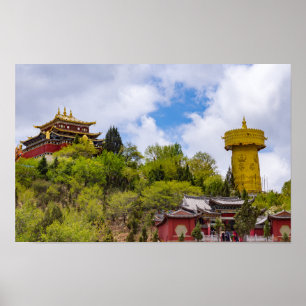 Póster Rueda de oración tibetana gigante en Shangri-la -