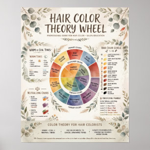 Póster Rueda de teoría del color del cabello Boho