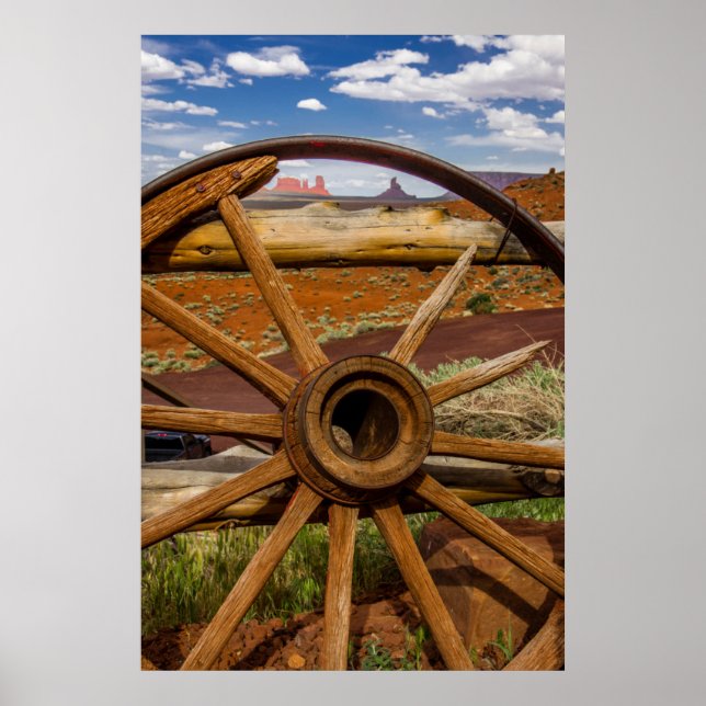Póster Rueda de vagón de cerca, Arizona (Frente)